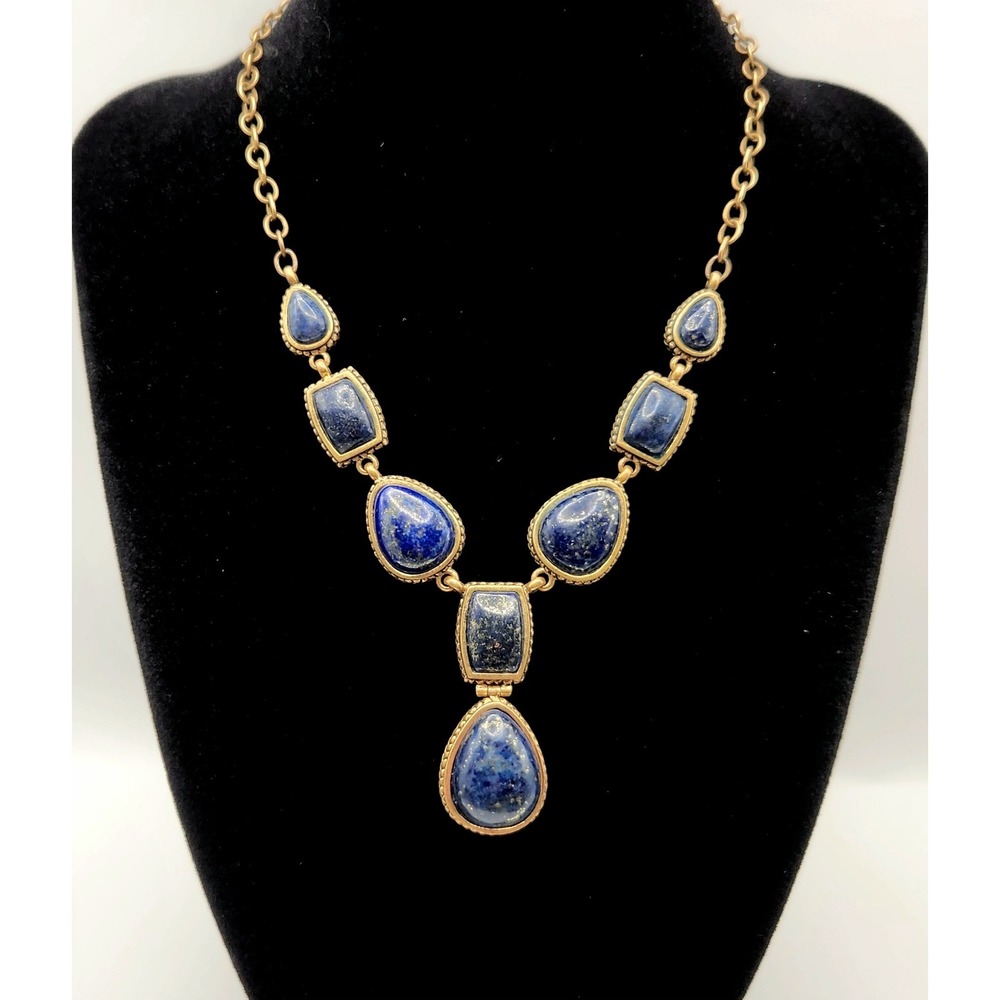Barse Lapis Lazuli Bronze Y Necklace Statement Southwestern Starfish Charm Y2K